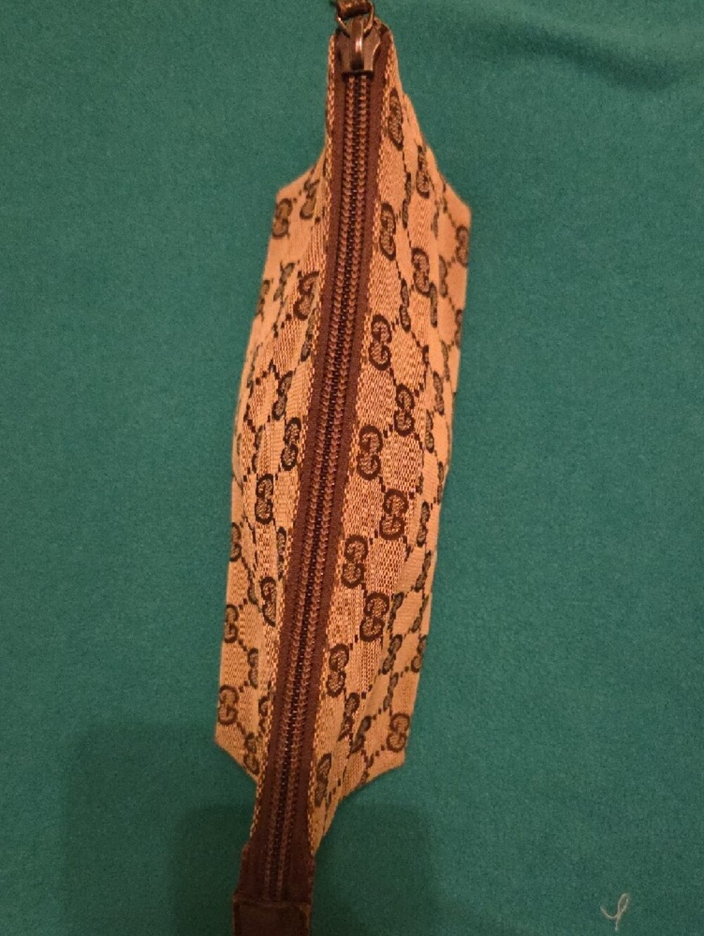 Gucci Brown Monogram Zip Pouch with Dark Brown Trim - Picture 10 of 14